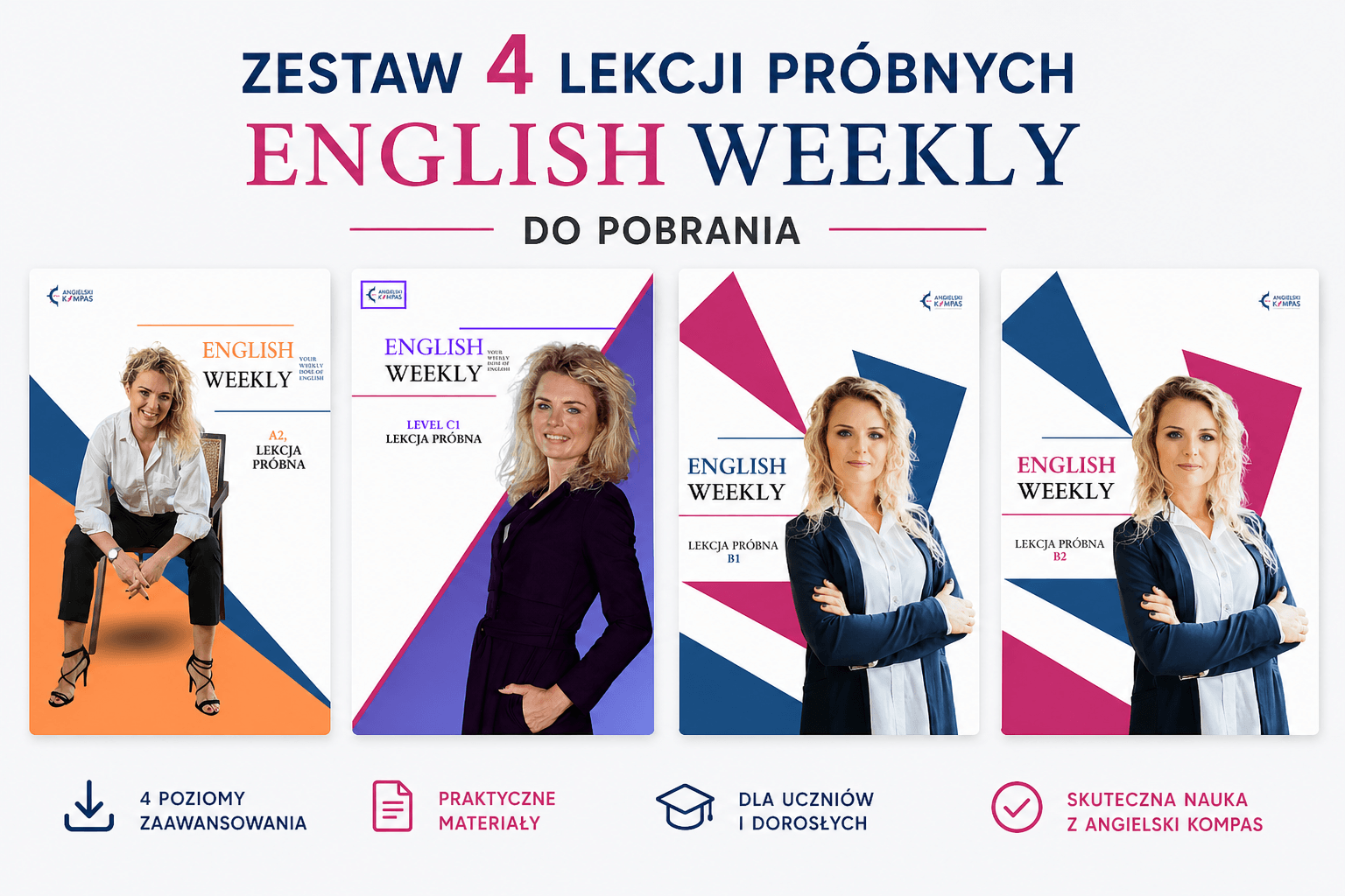 Pobierz zestaw 4 lekcji próbnych kursu English Weekly